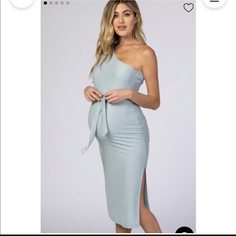 One Shoulder Fitted Maternity Midi Dress